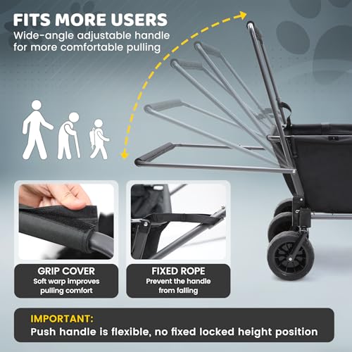 REDCAMP Folding Dog Wagon with Canopy, 150lbs Dog Stroller with 6 Wheels - color: Inky + Canopy, size: 150 Pound