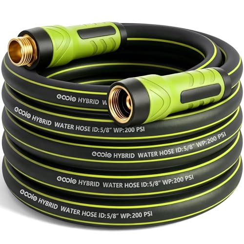 Garden Hose 25ft x 5/8", Heavy Duty Water Hose, Flexible and Durable, Kink Resistant Lightweight Hybrid Hose, Leakproof Yard Hose with Male to Female Fittings - color: Green, size: 25ft
