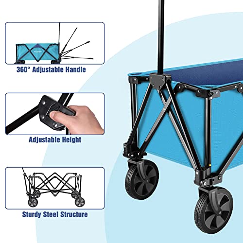 HAUSHOF Collapsible Outdoor Utility Wagon, 176 lb Load Capacity, Blue - color: Blue