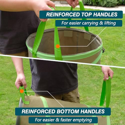 Colwelt Collapsible Leaf Bags 31Gallon, Pop-up Reusable Garden Bag Collapsible for Yard Waste, Heavy Duty Collapsible Trash Can with Hard shell Base, Garden Waste Yard Bags for Yard Garden Camping