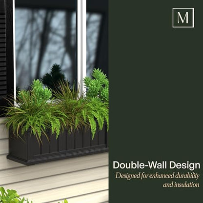 Mayne Cape Cod 4ft Window Box - Black - 48in L x 11in W x 10.8in H - Polyethylene - Built-in Water Reservoir (4841-B) - color: Black