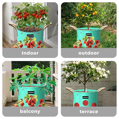 7 Pcs 1 Gallon Grow Bags, PE Plant Pots with 8 Breathable Holes - size: 1 gallon, style: Dot_Grow_Bags