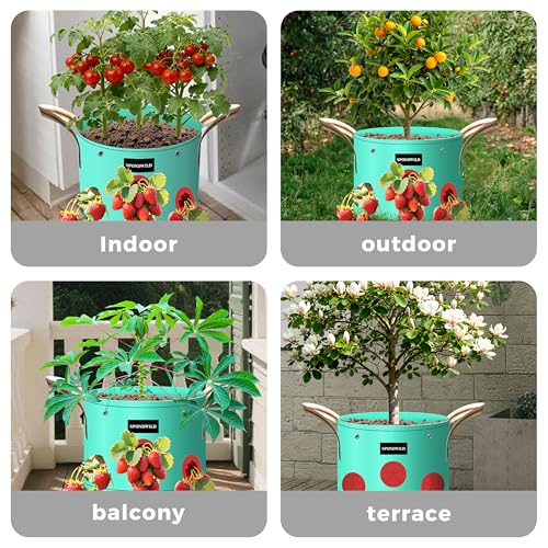 7 Pcs 5 Gallon Grow Bags, PE Plant Pots with 8 Breathable Holes - size: 5 gallon, style: Dot_Grow_Bags