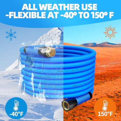YOTOO Heavy Duty Hybrid Short Garden Hose, Lead in Water Hose 5/8-Inch by 6-Feet 150 PSI, Kink Resistant, All-Weather Flexible with Swivel Grip Handle and 3/4" GHT Solid Brass Fittings, Blue - size: 6 FT