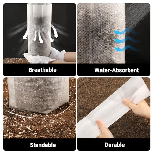 100pcs Nursery Bags for Plants - 7.87x13.77 inches Breathable Plant Grow Bags, Fabric Grow Seedling Pots for Vegetable, Fruit, Flower - color: White, size: 7.8"x13.7"/Pack of 100