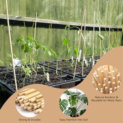 50PCS Bamboo Plant Stakes,18IN Natural Bamboo Sticks Garden StakesWith Ties - color: Burlywood, size: 18 Inch 50Pack