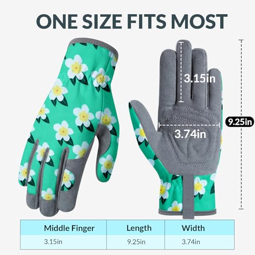 Baidast Gardening Gloves for Women, Breathable Leather Garden Gloves with Grip, Thorn Proof Work Gloves - color: Women(medium)-green+yellow