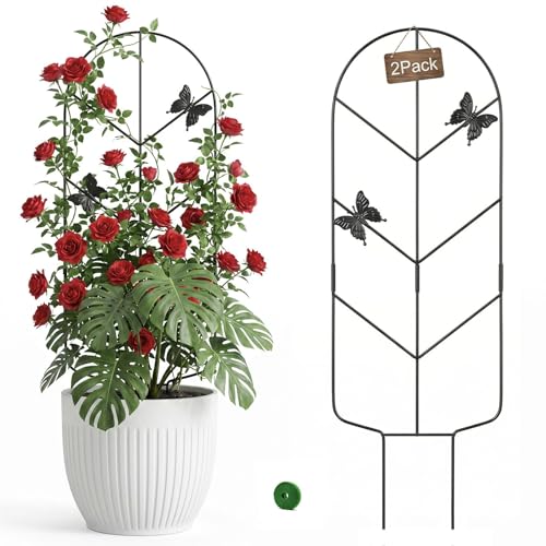 2 Pack 30'' Metal Plant Trellis for Climbing Plants Indoor Outdoor
