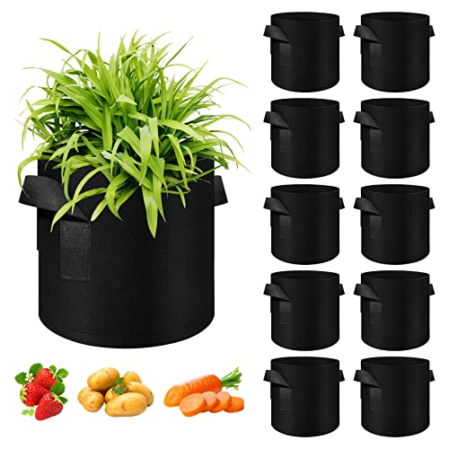 10 Gallon Grow Bags, Black Fabric Pots with Handles(10 Pack) - color: 10 Pack