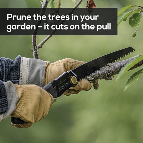 Nordic Pruning Saw for Gardening & Folding Saw Bushcraft - Arnvik - 8 Teeth per Inch - 8 in Hardened SK5 Steel Blade for Wood - For Cutting Trees in Your Garden or Firewood when Camping