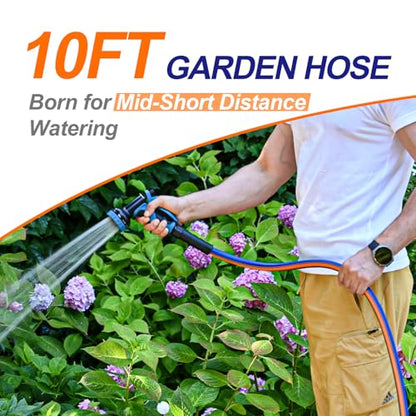 short garden hose 10 ft x 5/8Inch, short water hose with Swivel Handle, Heavy Duty, Flexible, Sturdy, Lightweight, Male to Female Fittings - size: 10FT Male to Female