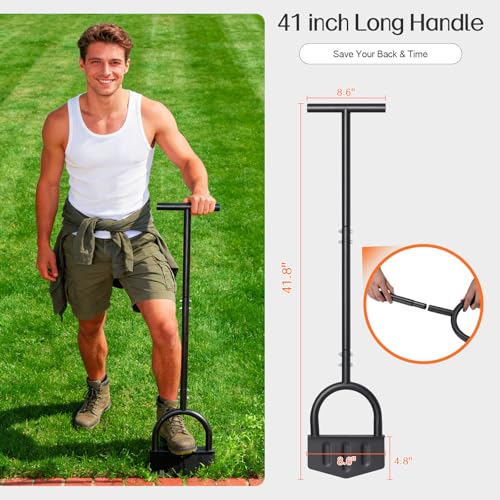 Edger Lawn Tool, 41-inch Long Handle Manual Lawn Edgers with T-Grip, Sharp V Shaped Half Moon Hand Lawn Edging Tool for Effortless Landscaping Sidewal