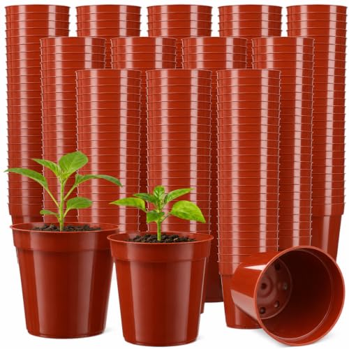 240 Pack 2 Inch Nursery Pots, Mini Plastic Plant Pots for Seedlings(Brown) - color: Brown