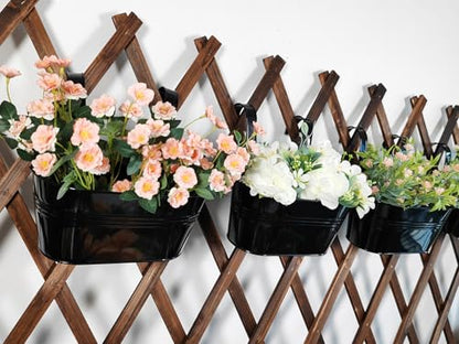 10" Metal Hanging Planter for Railing with Detachable Hooks, Black, 2 Pcs - color: Black
