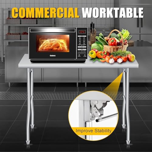 Stainless Steel Foldable Work Table 48x24, Heavy Duty Utility Workbench