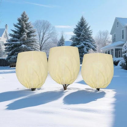 Plant Cover, Plant Protector, 2 Pack 39.3 * 31.8 inch Winter Frost Fabric Blanket, Two-Way with Drawstring for Outdoor Plants, Protects Against Cold Frost and Wind Damage. - size: 31.4*39.3（2-PACK)