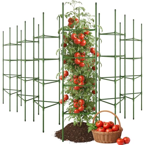 CEWOR 6 Pack Extra Tall Tomato Cage, 63 Inch Adjustable Tomato Trellis | Large Tomato Cages for Garden, Plant Cages Structure Triangle Stakes for Raised Garden Bed, Climbing Plants Outdoor - size: 63 Inch