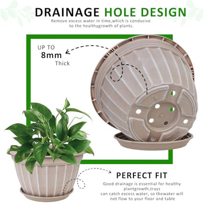 4 Pack Flower Pots,8 Inch Plants Pot,Planters Pot with Drainage Hole - color: Beige, size: 8 inch-4 pack