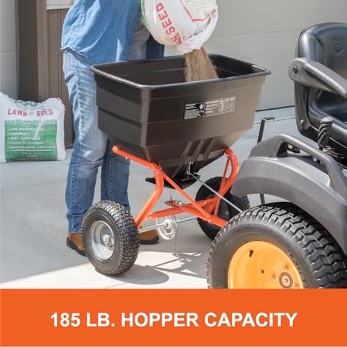 Agri-Fab Tow Behind Broadcast Spreader for Seed, Fertilizer, Salt and Ice Melt, 185 lb Capacity Lawn and Garden Spreader with 12 Ft Spread Width - style: 185 lb. Tow-Behind Lawn & Garden Broadcast Spreader