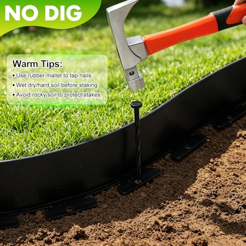 Landscape Edging, 4IN x 66FT Plastic Garden Edging Borders - size: 4IN x 66FT