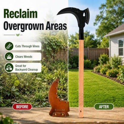 2-in-1 Heavy-Duty Gardening Sickle - color: Natural Wood Color