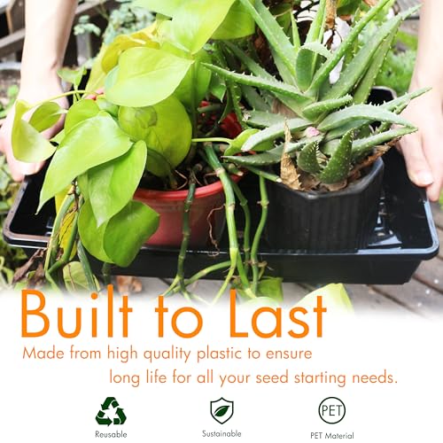 Gardzen 10 Pack Seed Trays Reusable Plant Grow Trays No Drain Holes - size: 15.7L x 11.6W x 2.4H
