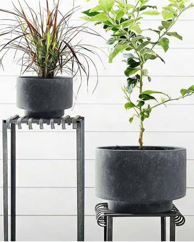 Succulent Pots, 8"+6" Plant Pots, Ceramic Planters for Indoor Plants - color: Black