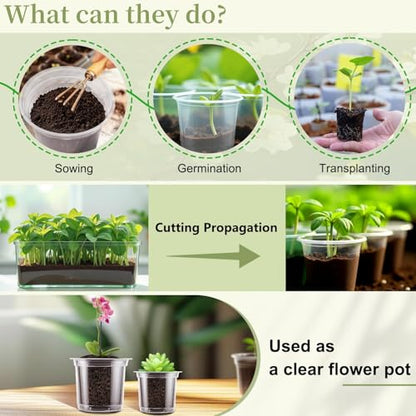 SupKing Clear Nursery Pots 6/5/4 Inch Plastic Seed Starter,12 Pack Plastic Pots for Plants with Drainage Holes for Transplanting Succulents Cuttings Come with 15 Seedlings Labels - size: 4/5/6 Inch