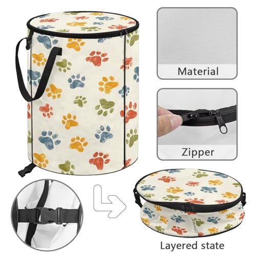 BIGCARJOB Footprint Outdoor Trash Can with Lid, Foldable Trash Can Collapsible Pop Up Garbage Bin Waste Basket Storage for Travelers Camper Trailer - color: Footprint