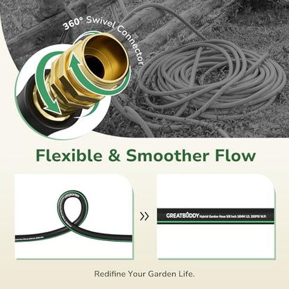 GreatBuddy Garden Hose 5ft, 5/8" Heavy Duty Water Hose - size: 5ft