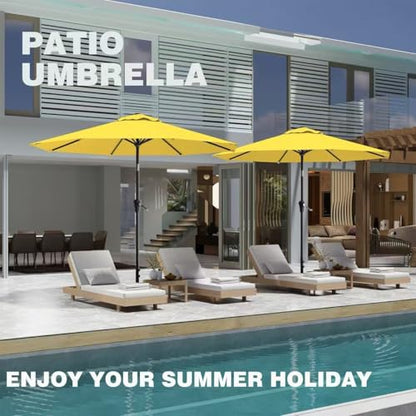 AreShark 9FT Outdoor Patio Umbrella with Tilt and Crank, Yellow - color: Yellow, size: 9ft