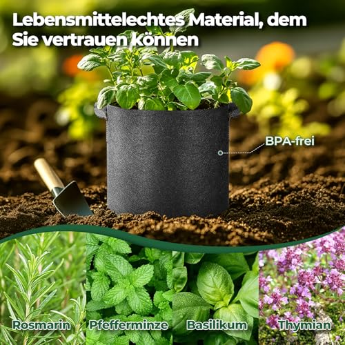 T4U Grow Bags 5 Gallon 5 Pack, Fabric Pots for Outdoor Garden Plants - size: 5 Gallon-5 Packs