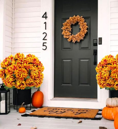 Large Artificial Mums for Outdoors Fall Flowers Silk Chrysanthemum - color: Yellow