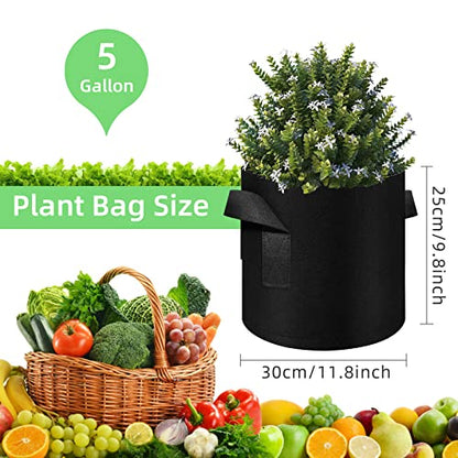 150 Pack 5 Gallon Grow Bags Garden Plant Grow Bag Aeration Fabric Pots with Handles Nonwoven Cloth Pots Planting Bags Garden Bags to Grow Vegetables Flowers Potatoes (5 Gal) - size: 5 Gallons
