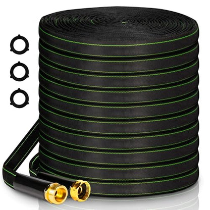 Garden Hose 75 ft Water Hose Flexible Heavy Duty Lightweight No Kink Long Outdoor Non-Expandable High Pressure Flat Hoses Pipe 75’ Strong 3/4’’ Brass Fitting for Outside Yard Lawn Car Wash - size: 75FT