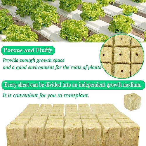 Halatool 1.5 in Rockwool Cubes for Hydroponics, 98 Plugs Seed Starter Cubes - color: 2 Sheets, size: 1.5" Cubes