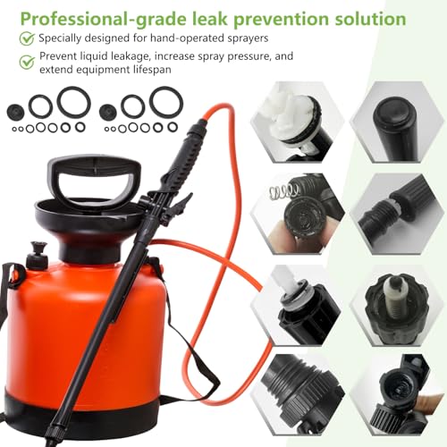 20Pcs Sprayer Seal Rings Kit - NBR Rubber O-Rings & Gaskets Replacement for Most 1 Gallon (3L), 1.3 Gallon (5L), 2 Gallon (8L) Garden Pressurized Hand Sprayers - Durable Pump Repair Parts - color: black -2 pack