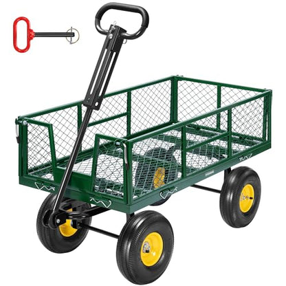 VIVOHOME Steel Garden Cart Heavy Duty 900 LBS 4.5 Cu Ft Utility Wagon - color: Green