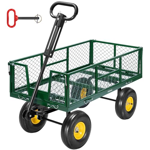 VIVOHOME Steel Garden Cart Heavy Duty 900 LBS 4.5 Cu Ft Utility Wagon - color: Green
