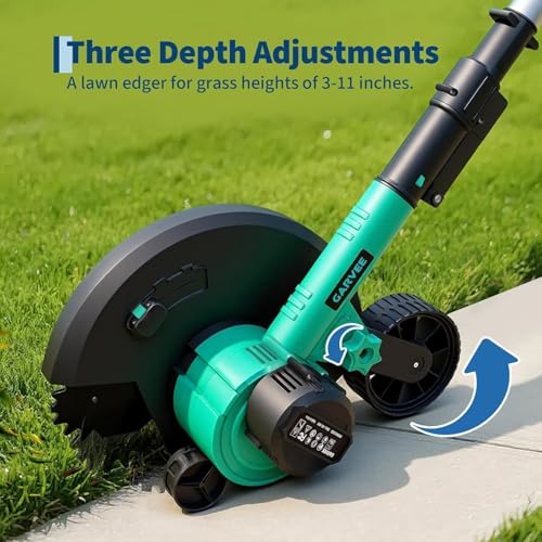20V Cordless Lawn Edger, 9" Blade with 4.0Ah Battery & Charger, Brushless Electric Edger, 3 Adjustable Cutting Depths, Ergonomic Adjustable Handle, Lightweight Lawn Tool for Sidewalk
