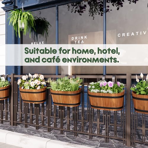 2-Pack Wooden Railing Planters, Hanging Flower Pots - color: Brown-2pcs, size: Small