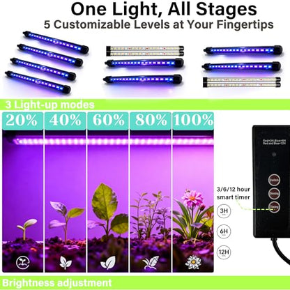 72-Cell Indoor Seed Starter Kit with Grow Lights, 2-Pack 36-Cell Seed Starter Trays with Humidity Domes, 3/6/12H Timer, 5 Brightness Levels and Removable 12-Cell Insert