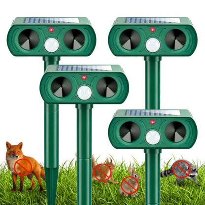 2026 Solar Ultrasonic Animal Repellent Outdoor with Motion Sensor, 4-Pack