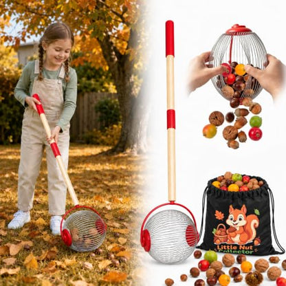 Nut Gatherer for Kids, Acorn Picker Upper Roller with Storage Bag