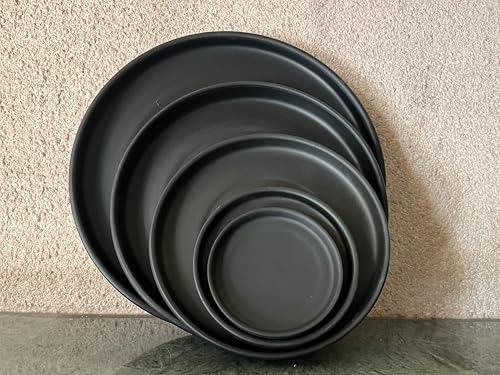 4 Inch Black Ceramic Saucer 4 Pack - Drainage Tray for Plant Pot - color: Black, size: 4 Inch (4 Pack)