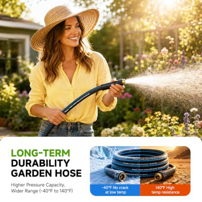 25FT 5/8" Heavy Duty Garden Hose, NON-EXPANDABLE Flexible Water Hose, No Kink - size: 25ft