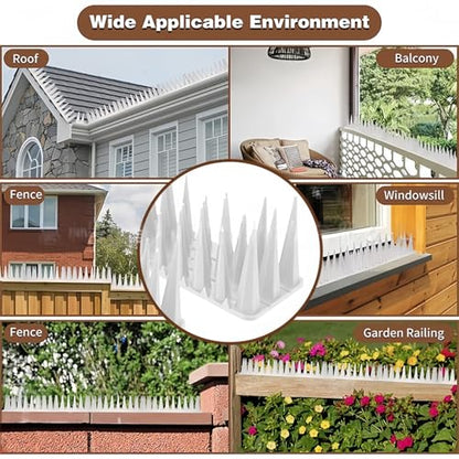 Bird Nail, 12 Piece Set of Outdoor Bird Deterrent, Keep Away from Squirrels, Pigeons, Raccoons, Garden Terrace Fence to Prevent Invasion and Stabbing (White) - color: white