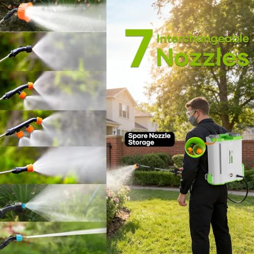 Backpack Sprayer with 2.6Ah Rechargeable Battery, Electric Weed Sprayer
