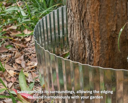 Anleolife Galvanized Steel Garden Landscape Edging Roll, 60FT x 8" Silver - color: Silver, size: 8 inch× 60 ft