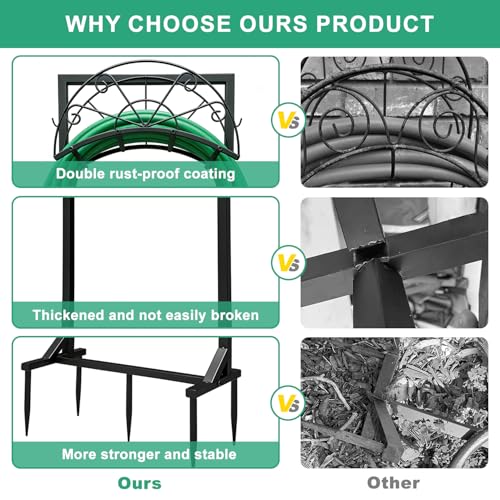 Garden Hose Holder for Outside,Heavy-Duty Metal Hose Hanger Rack
